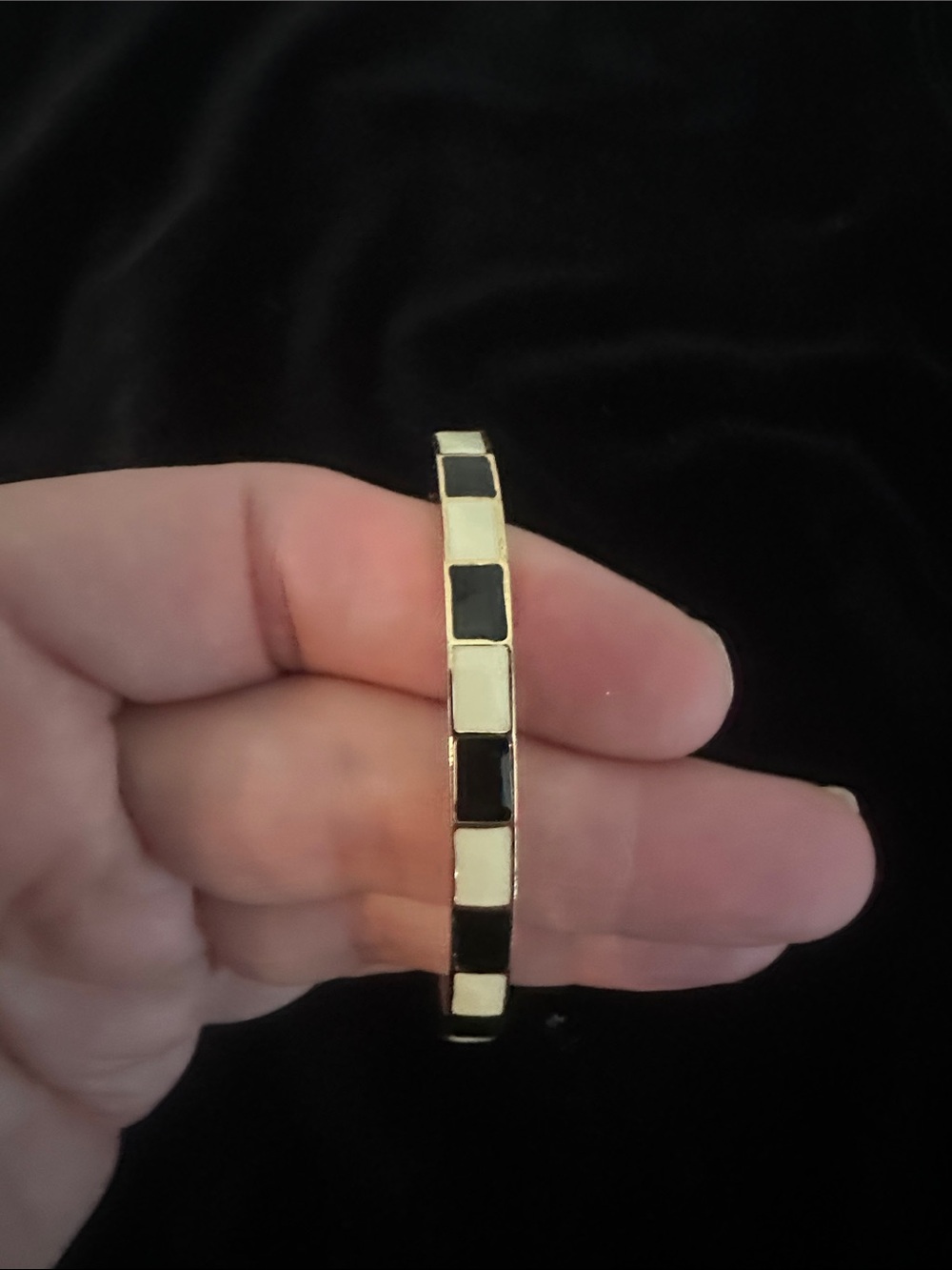kate spade Black and White Gold Tone Take a Bow Bangle - Picture 8 of 8